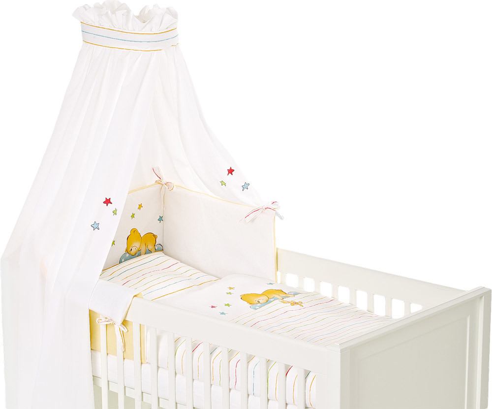 Träumeland Bettset Bärenfreunde Bettwäsche 100/135 cm + 40/60 cm + Nest + Himmel