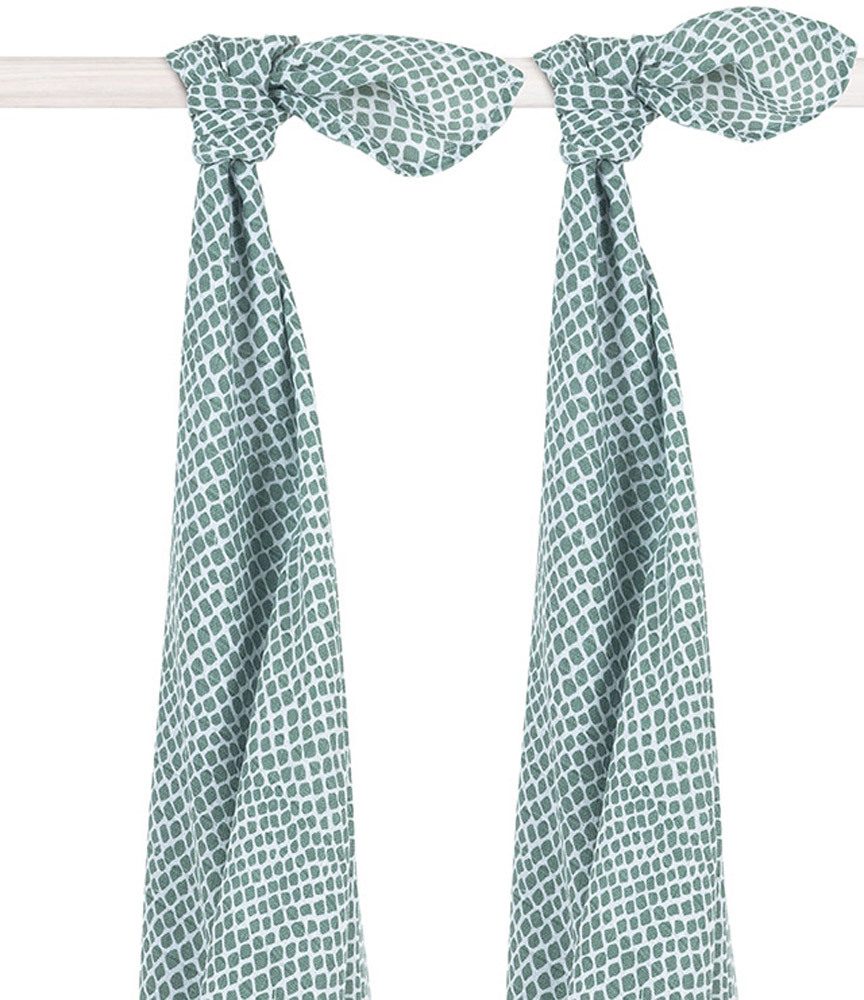 Jollein Mullwindeln Snake 115 x 115 cm 2er Set, ash green