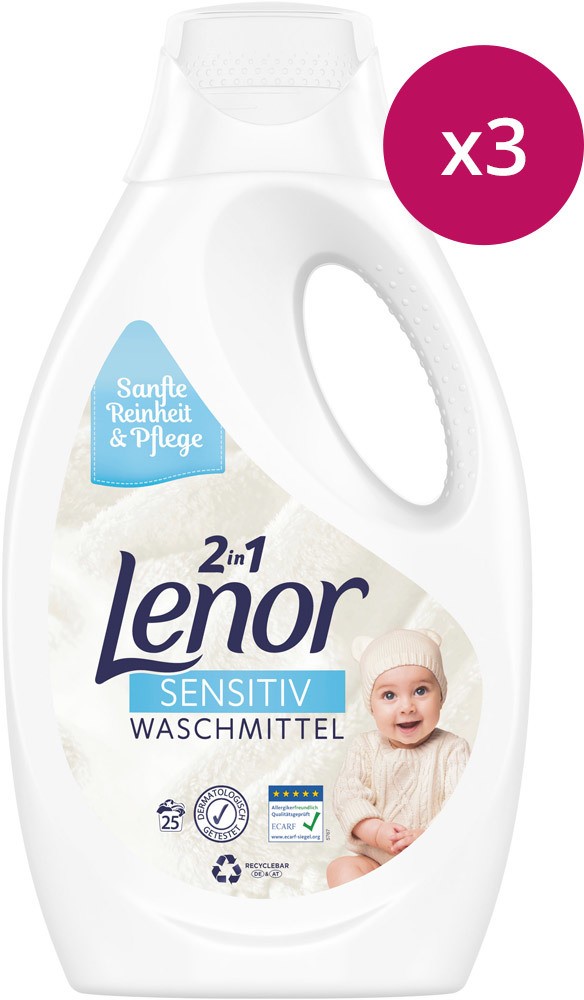 Lenor WM Flüssig Sensitiv 1.375 L - 25 WL, 3 Stück