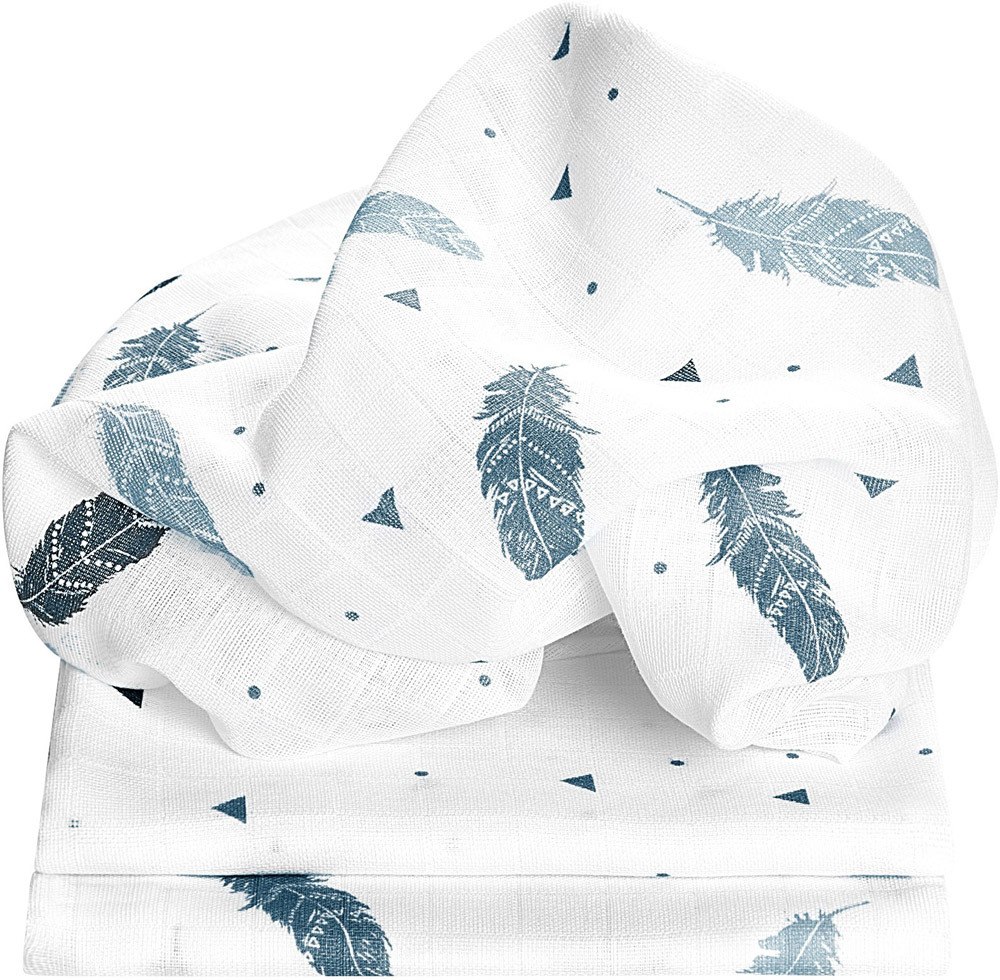 Odenwälder Mullwindeln Feather 3er Pack 80 x 80 cm bleu