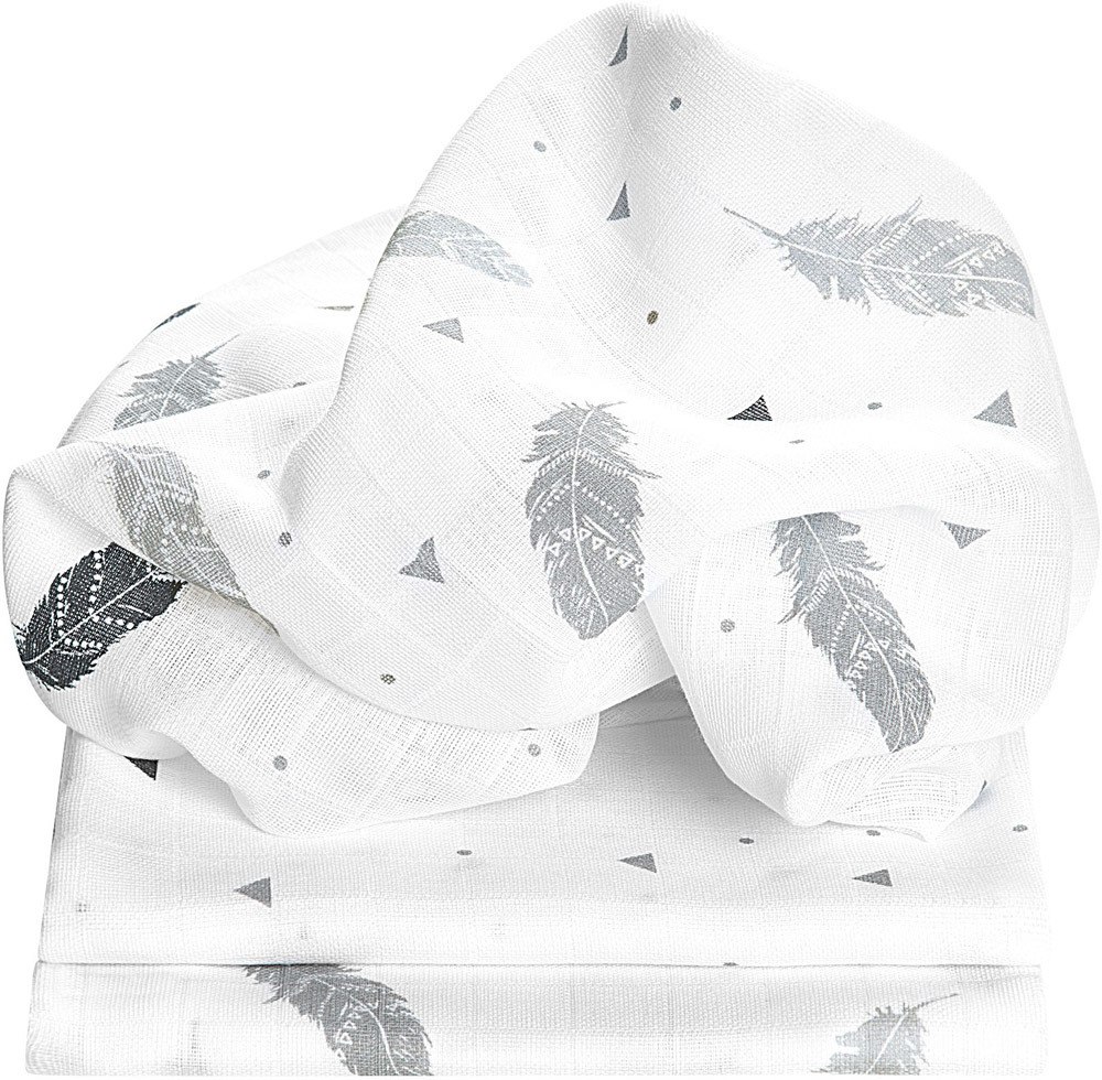 Odenwälder Mullwindeln Feather 3er Pack 80 x 80 cm grey