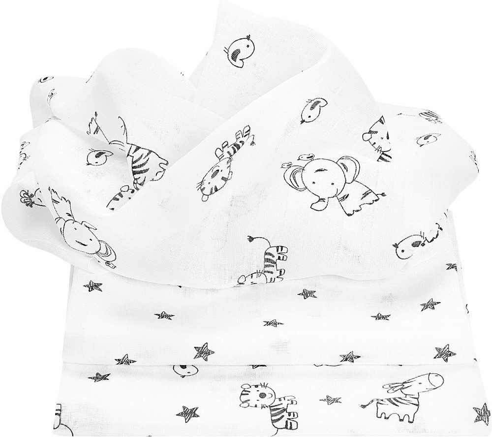 Odenwälder Mullwindeln Animal Farm 3er Pack 80 x 80 cm anthrazit