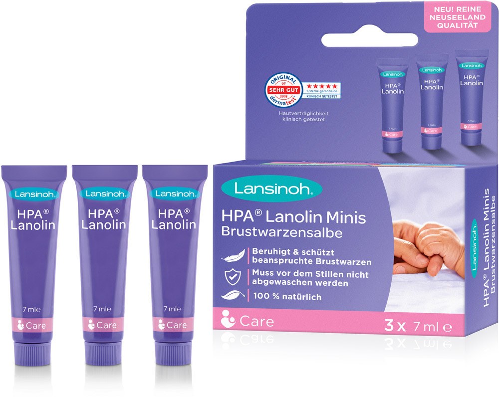 Lansinoh HPA® Lanolin Minis Brustwarzensalbe Brustwarzensalbe, 3 x 7ml