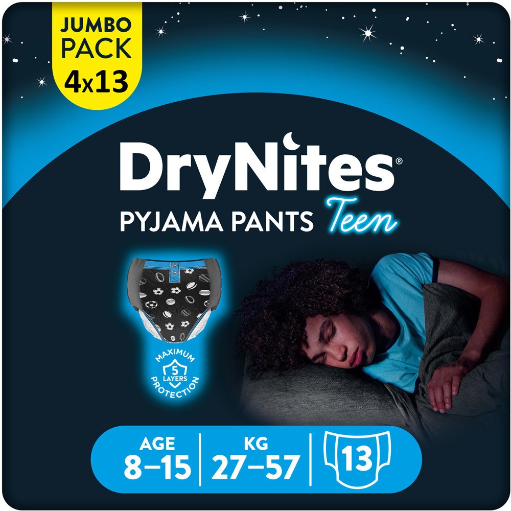 Huggies Windelhosen DryNites Jungen Jumbo Monatspackung, 8-15 Jahre, 4 x 13 = 52 Stück