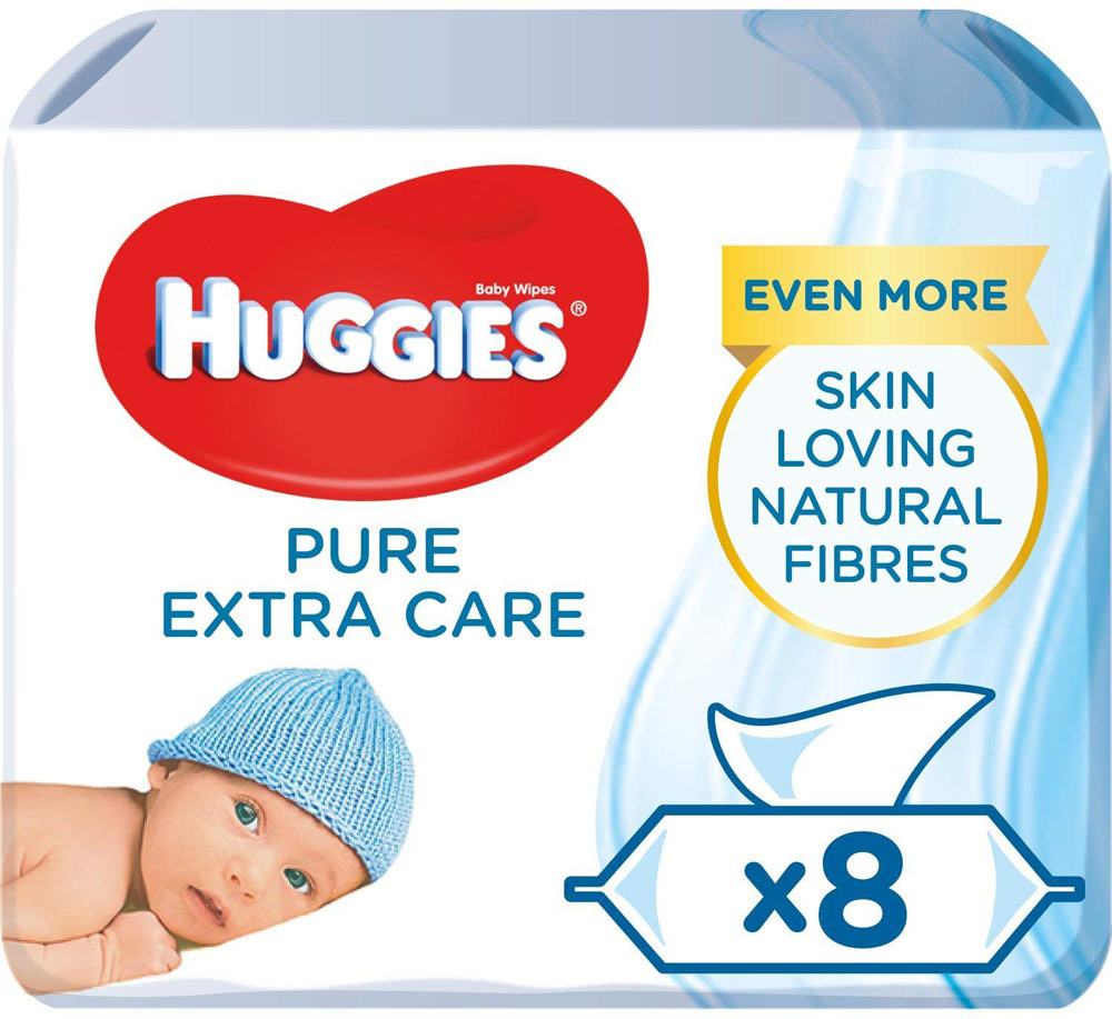 Huggies Babypflegetücher Pure Extra Care Feuchttücher Pure Extra Care, 8 x 56 Tücher
