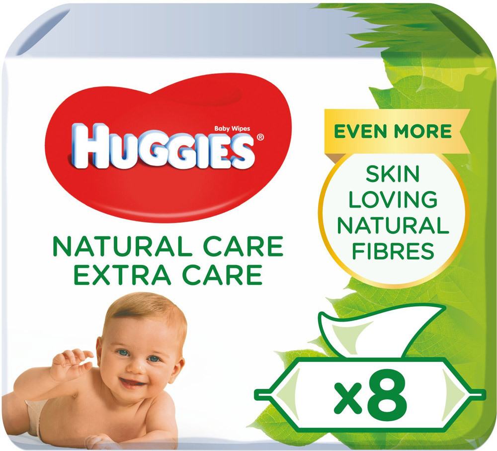 Huggies Babypflegetücher Natural Care Extra Care mit Aloe Vera, 8 x 56 Tücher