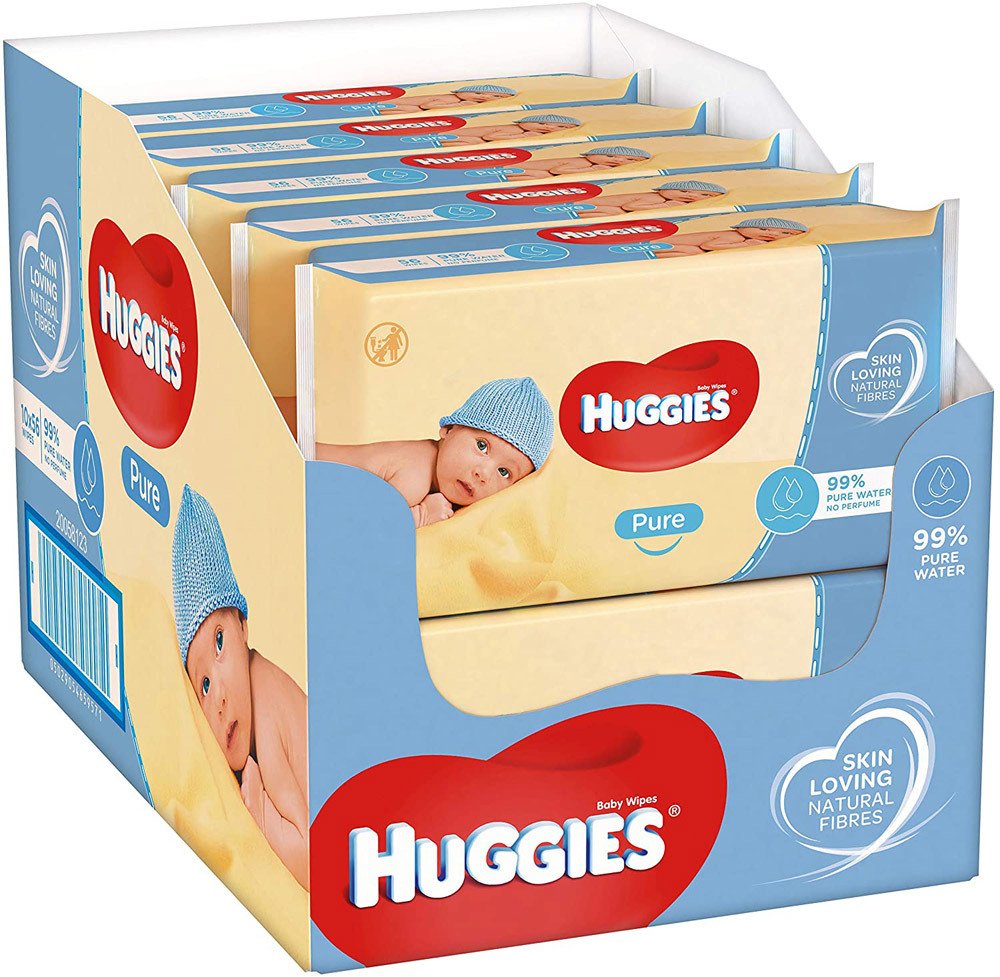 Huggies Pflegetücher Pure Baby Pure Baby Feuchttücher, 10 x 56 Tücher
