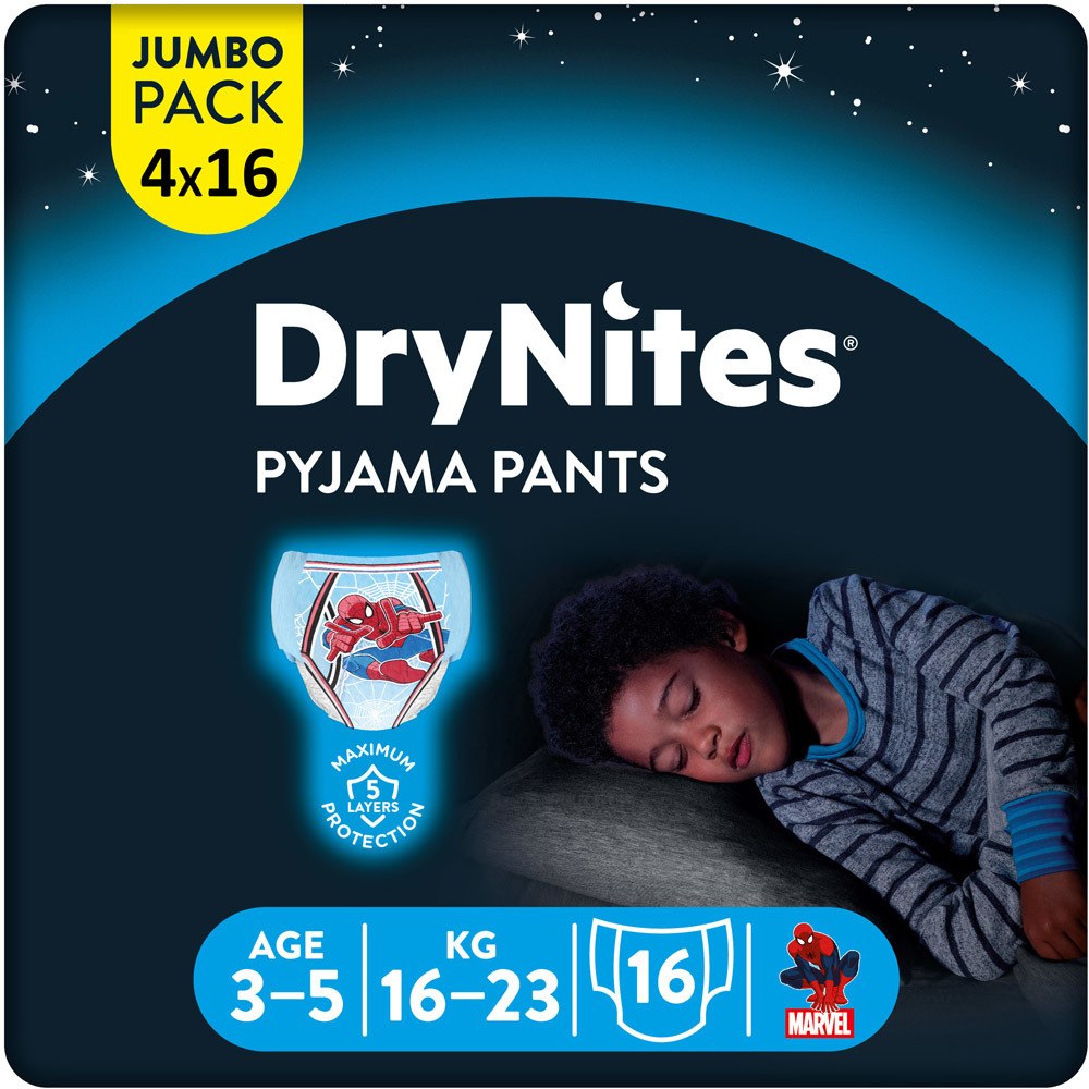 Huggies Windelhosen DryNites Jungen Jumbo Monatspackung, 3-5 Jahre, 4 x 16 = 64 Stück