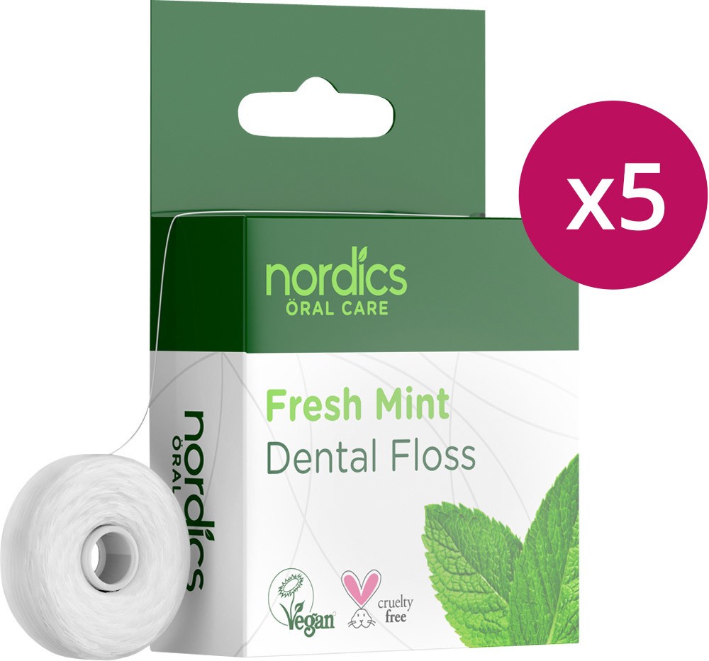 Nordics Organic Care Öko Zahnseide frische Minze aus Maisstärke, 5 Stück
