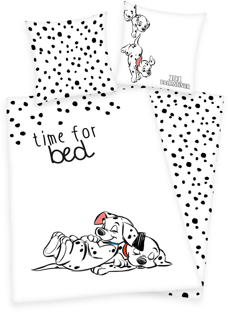 Herding Heimtextil Bettwäsche Disney 101 Dalmatiner Flanell 135 x 200 cm + 80 x 80 cm