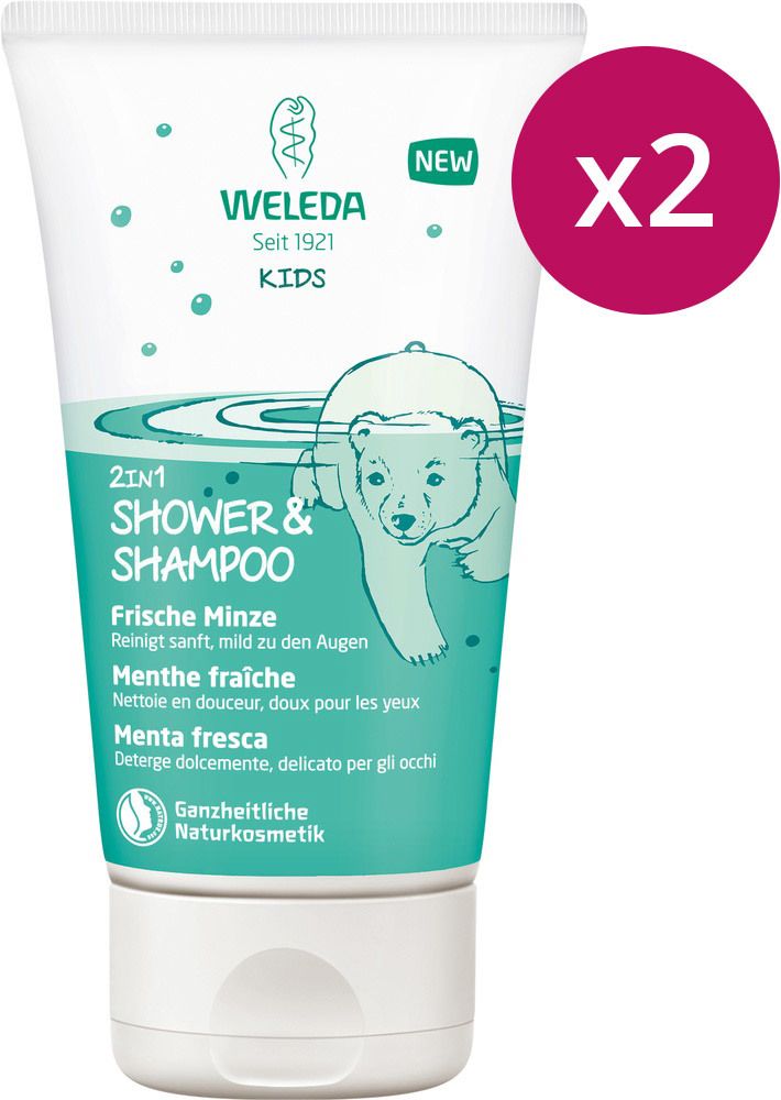 Weleda Kids 2in1 Shower&Shampoo Frische Minze, 2 x 150 ml