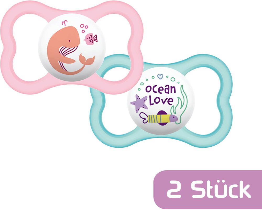 MAM Air Nuggi Latex Air Latex-Schnuller Mädchen, 16-36 Monate, 2 Stück (66217122)