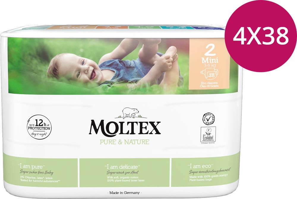Moltex Windeln Vorteilspack Größe 2 (3-6 kg) Mini (4 x 38 = 152 Stück)