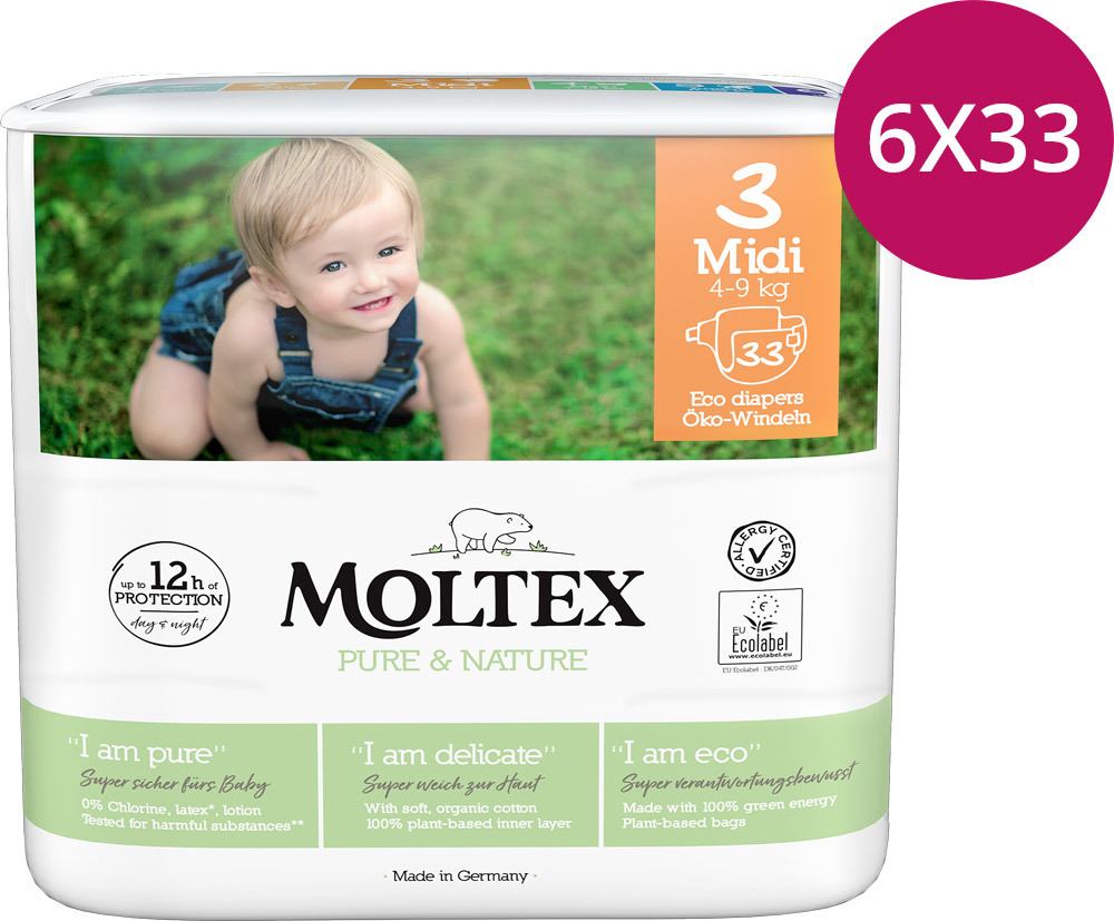 Moltex Windeln Vorteilspack Größe 3 (4-9 kg) Midi (6 x 33 = 198 Stück)