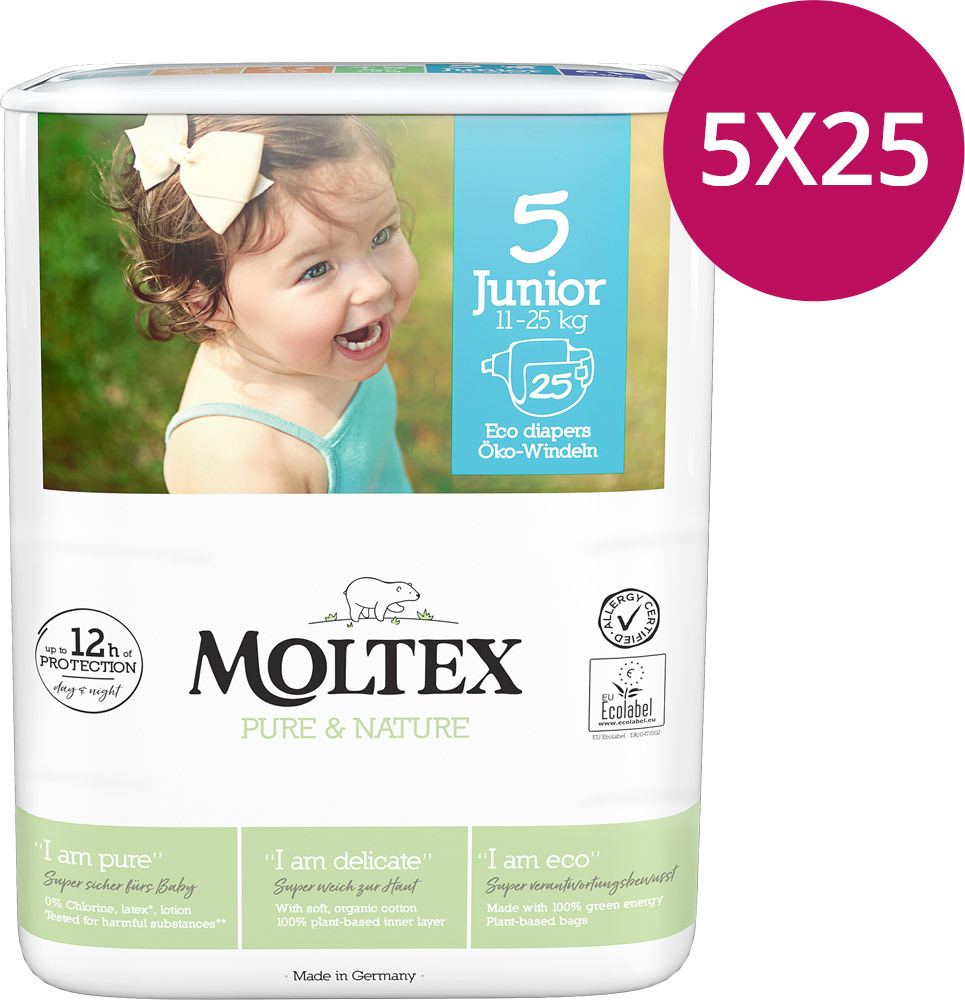 Moltex Windeln Vorteilspack Größe 5 (11-25 kg) Junior (5 x 25 = 125 Stück)