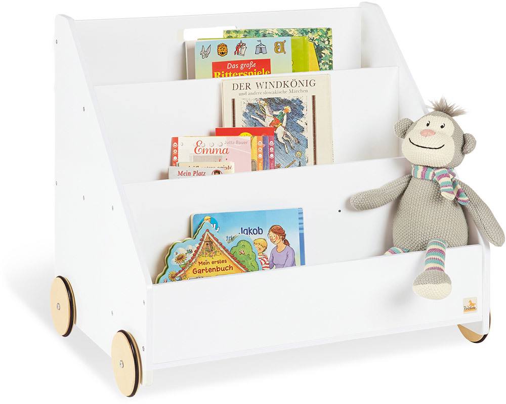 Pinolino Kinder-Bücherregal mit Rollen 'Lasse' weiß