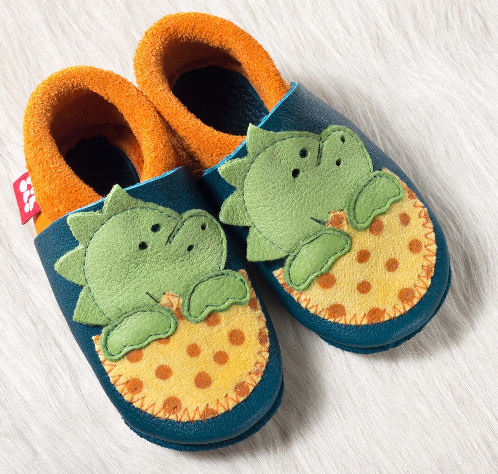 Pololo Krabbelschuhe - Dino 24-25 karibik mango