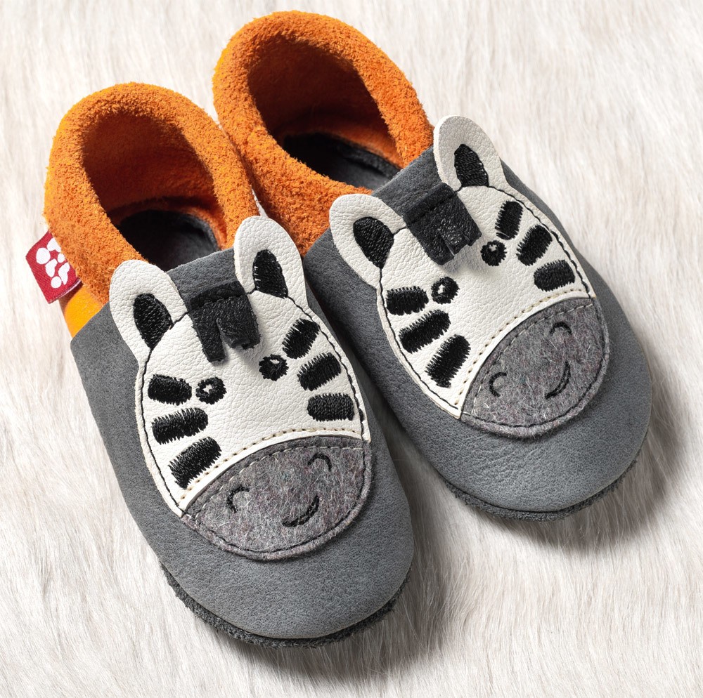 Pololo Krabbelschuhe - Zebra 20-21 granit mango