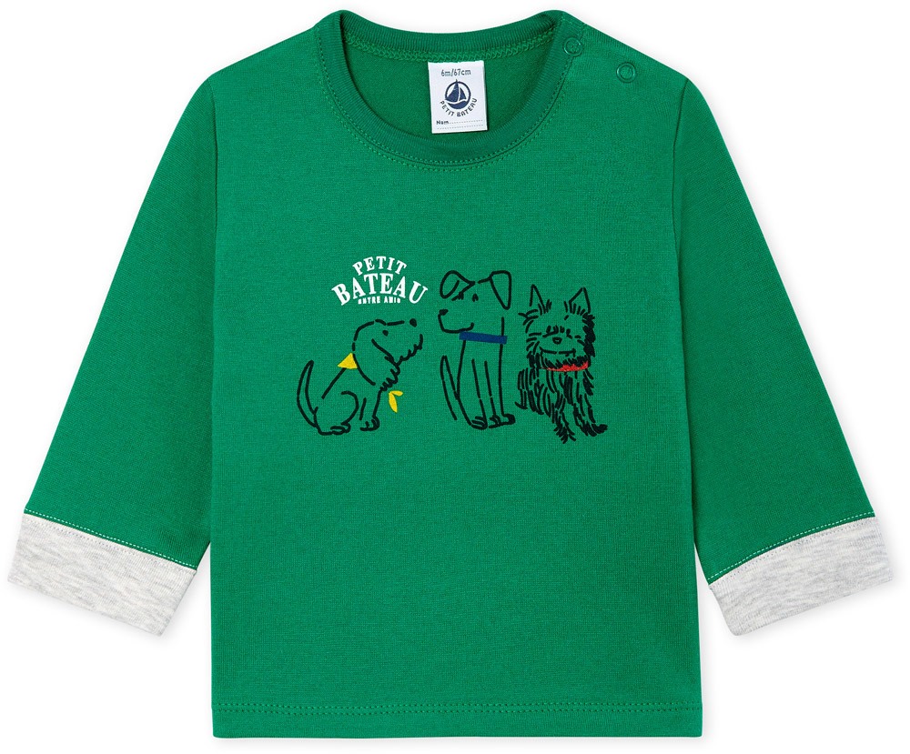 Petit Bateau Langarmshirt - Hündchen 74 ECOLOGY