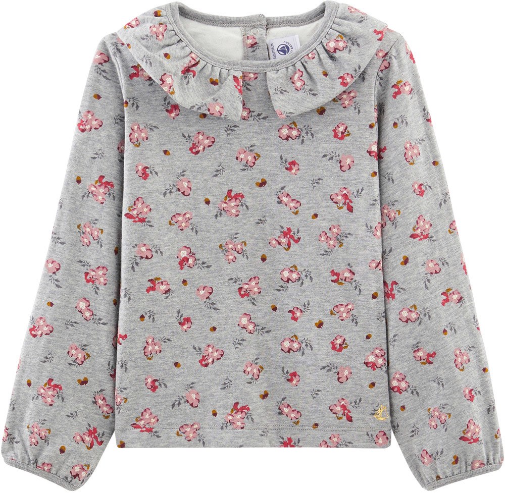 Petit Bateau Langarmshirt - Blumen 116 BELUGA/MULTICO
