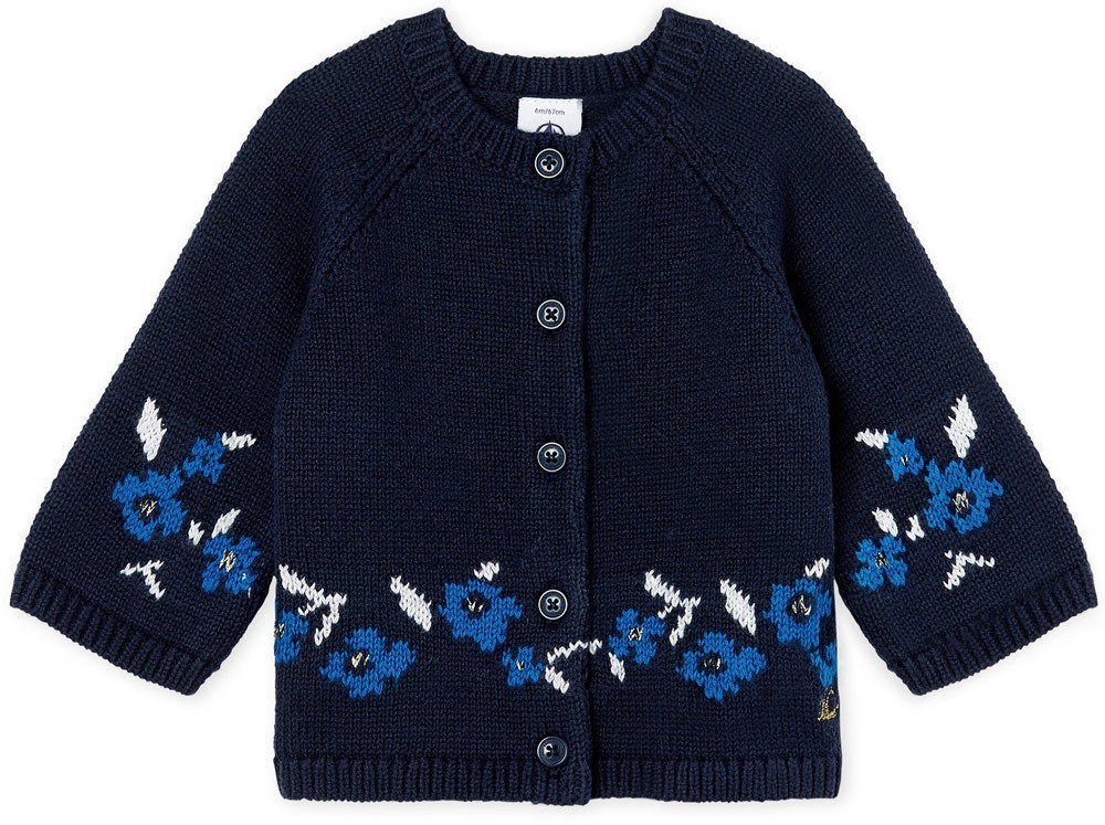 Petit Bateau Strickjacke - Blumen 68 SMOKING/MULTICO