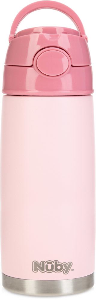 Nuby Trinkhalmflasche 420 ml Rosa, aus Edelstahl