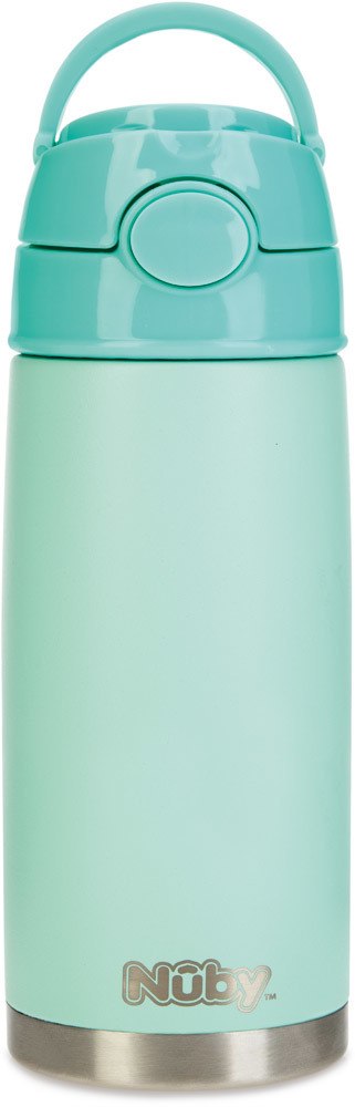 Nuby Trinkhalmflasche 420 ml Aqua, aus Edelstahl