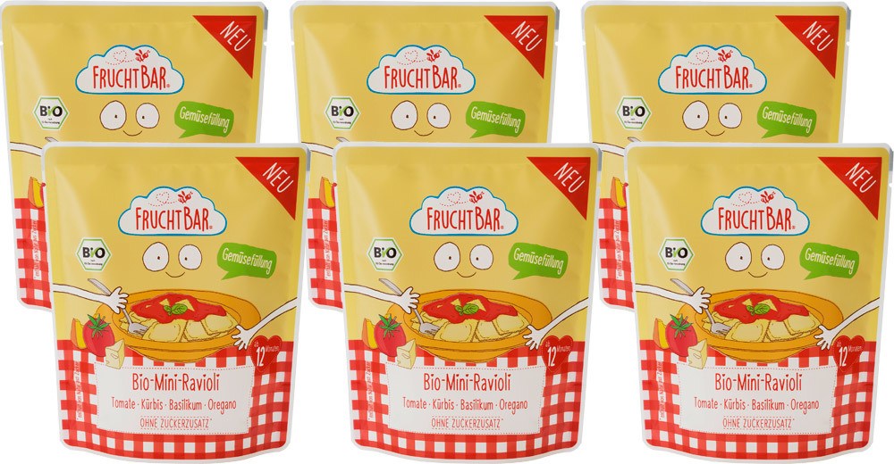 FruchtBar Bio-Mini-Ravioli 12. Monat Tomate, Kürbis, Basilikum, Oregano (190 g), 6 Stück