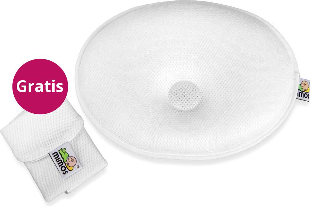 mimos Babykissen mit Gratis Kissenbezug Größe S, Kopfumfang 37-46 cm, weiß