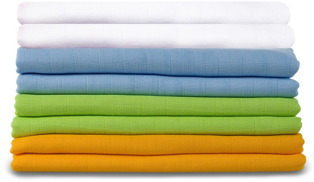 Makian Mullwindeln bunt 8er-Sets bunt, 80 x 80 cm, 8er Pack (6 x Uni / 2 x weiß), (UU/8)