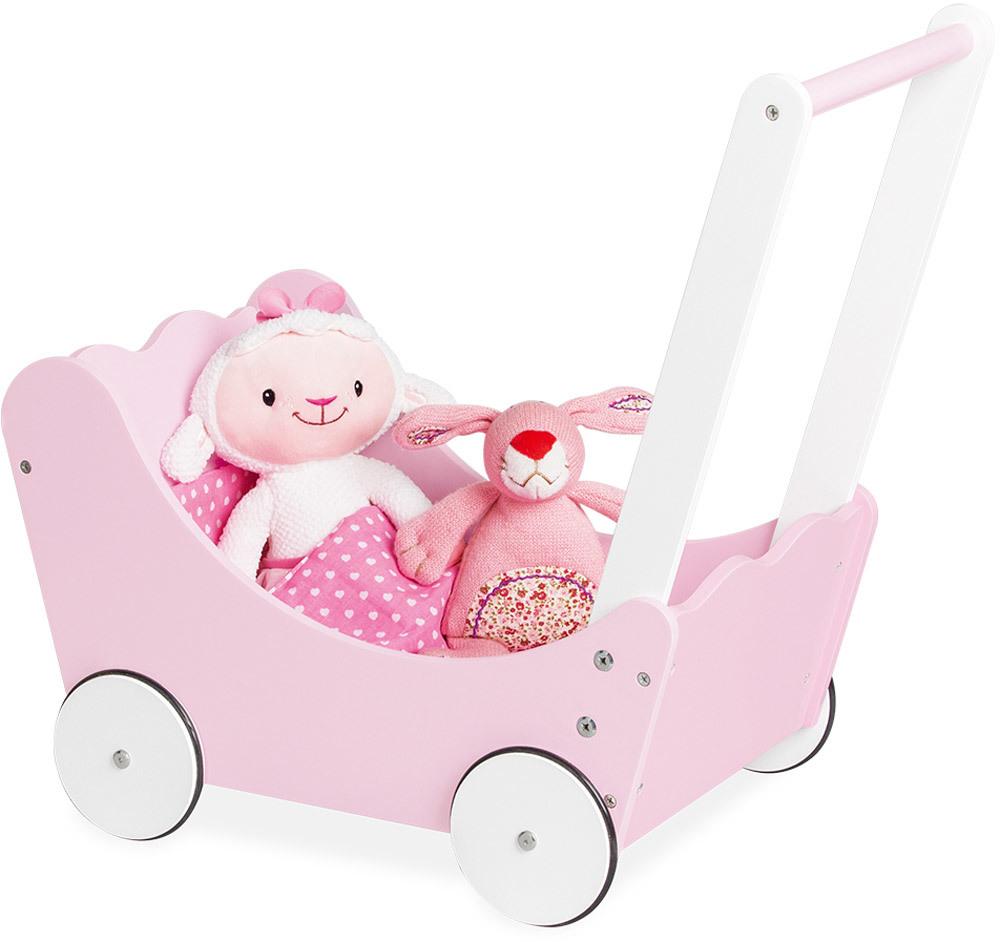 Pinolino Puppenwagen Jasmin rosa und weiß lackiert, 4-teilig (263412)