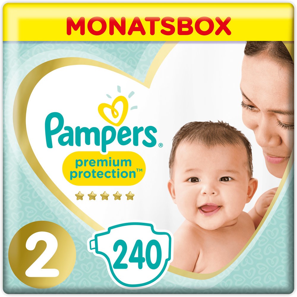 Pampers Premium Protection Windeln Größe 2 (4-8 kg) Mini Monatsbox, Gr. 2, 4-8 kg, 240 Stück;