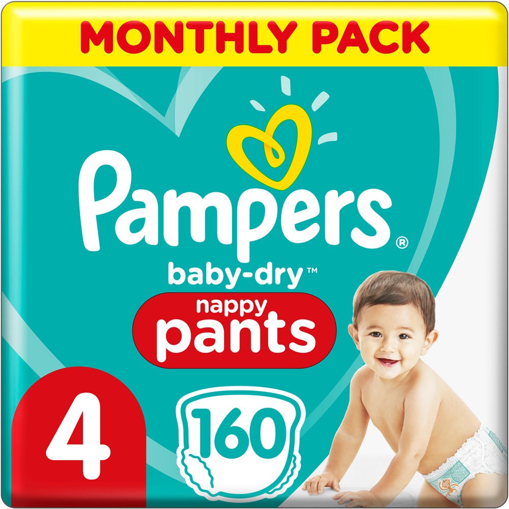 Pampers Baby Dry Pants Größe 4 (9-15 kg) Maxi, Monatsbox, 160 Stück