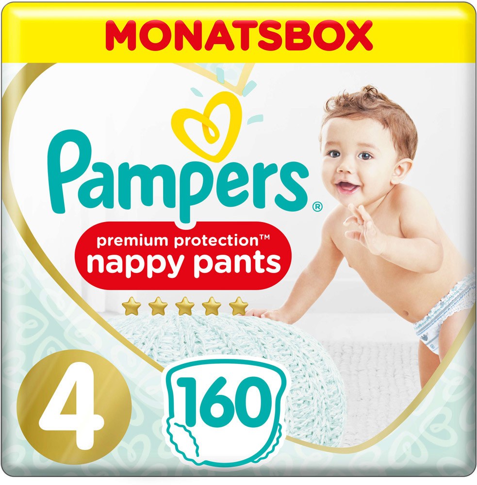 Pampers Premium Protection Pants Größe 4 (9-15 kg) Maxi Monatsbox, 160 Stück, Gr.4