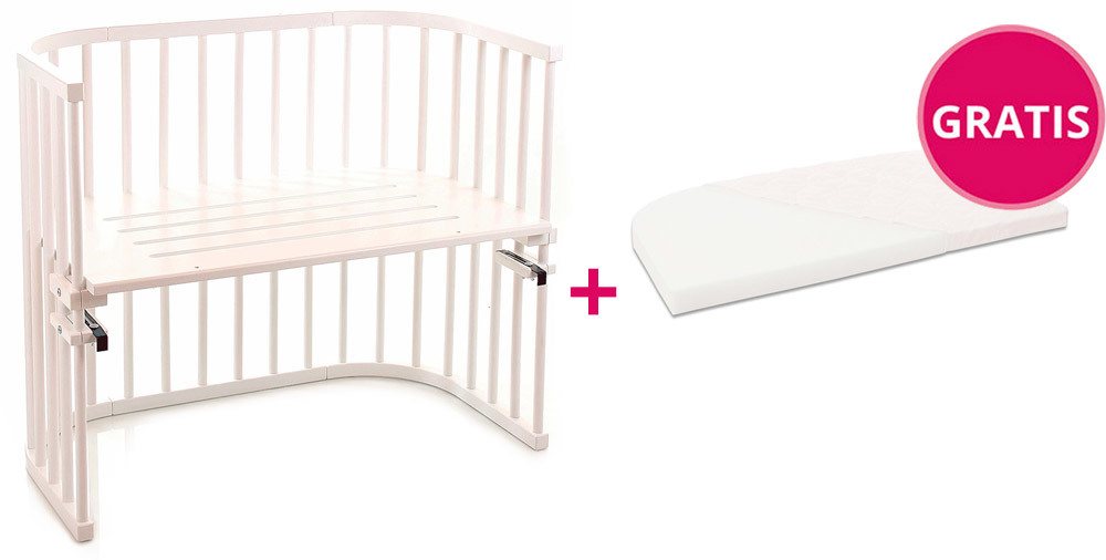 babybay® Maxi Beistellbett mit Gratis Matratze Classic Soft weiß lackiert mit Matratze Classic Soft