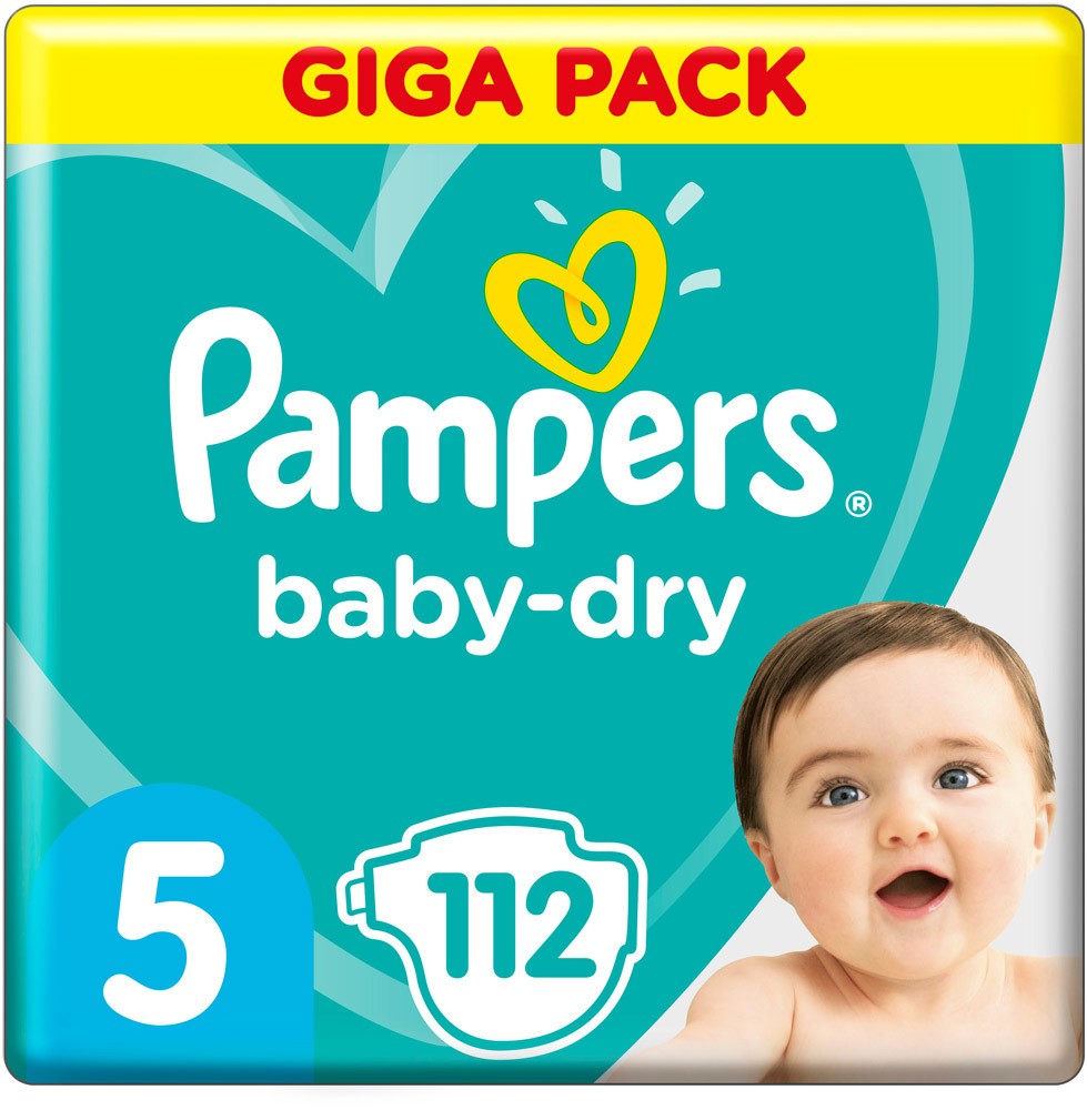 Pampers Baby Dry Windeln Größe 5 (11-16 kg) Junior, Giga Pack, 112 Stück, Gr. 5