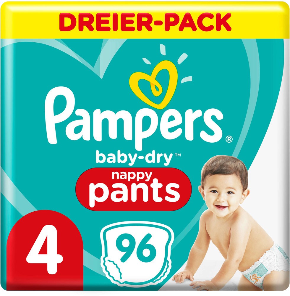 Pampers Baby Dry Pants Größe 4 (9-15 kg) Maxi, Dreier-Pack, 96 Stück