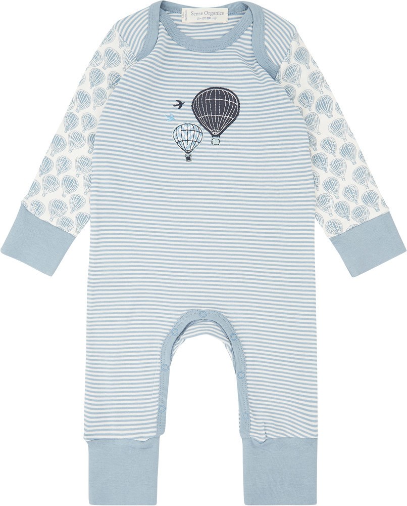 Sense Organics Baby-Spieler WAYAN - Heissluftballons 86 Faded Denim Stripes + Balloon