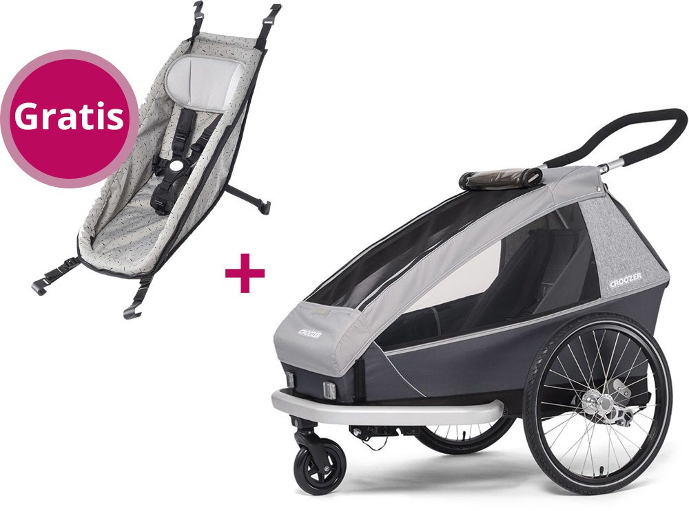 Croozer Kid Keeke 1 + gratis Babysitz Einsitzer mit AirPad® Federung, Stone grey + Babysitz, Stone grey/colored