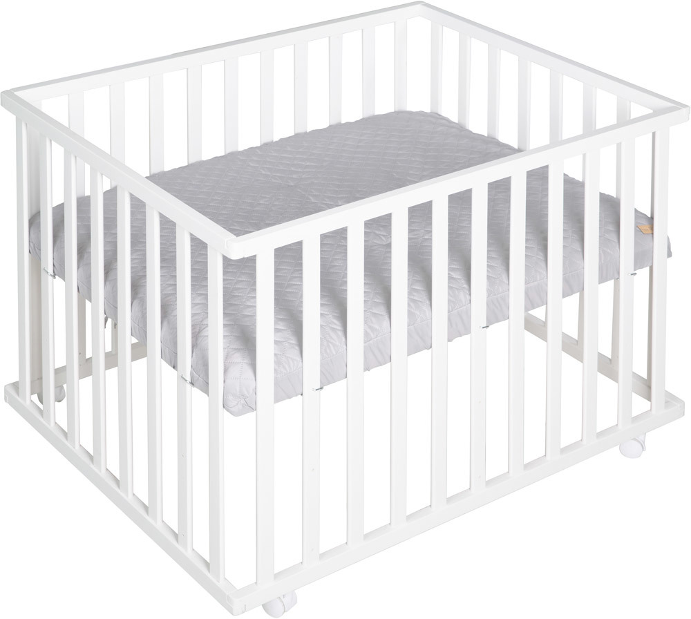 roba Laufgitter „roba Style“ 100 x 75 cm weiß, Stoffeinlage grau