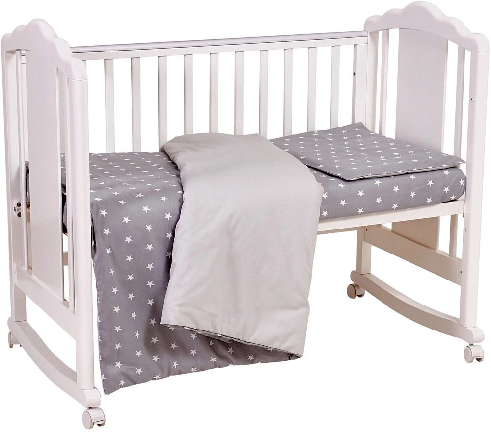 Polini Kids Baby-Bettwäsche Set Sterne Grau