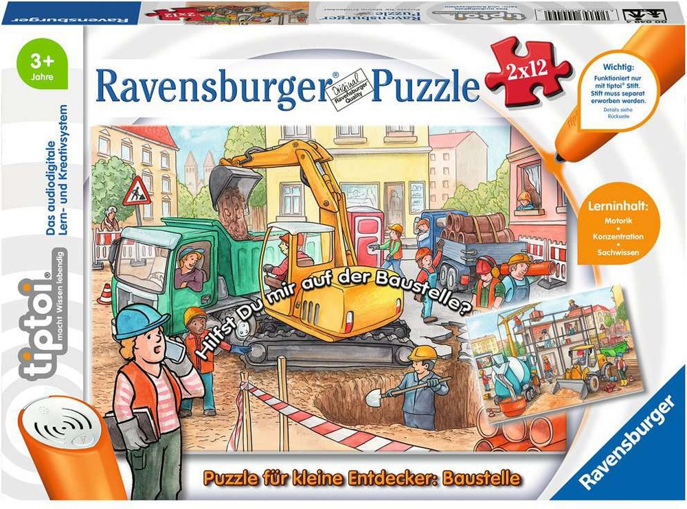 tiptoi® Puzzle für kleine Entdecker: Baustelle 2 x 12 Teile: Baustelle (00049)