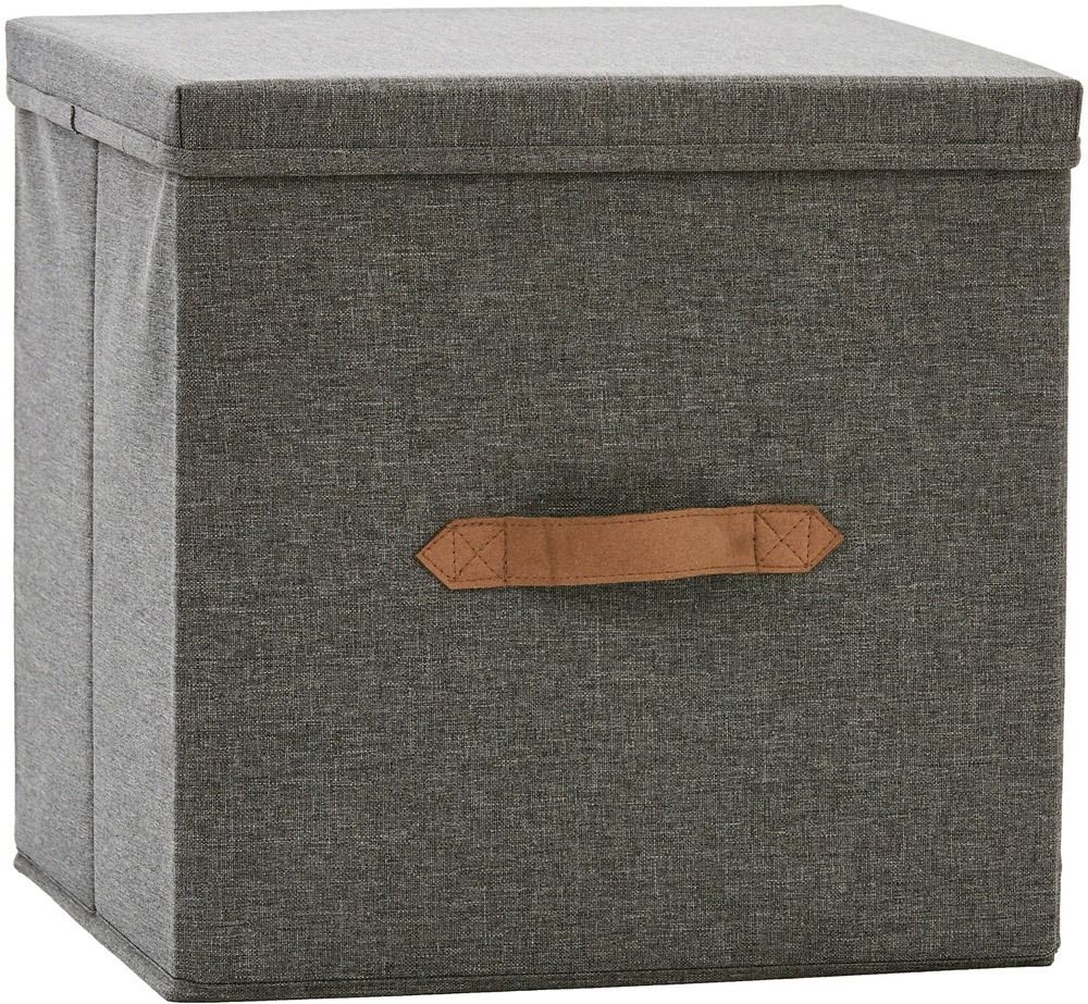 STORE IT Premium Home Storage Ordnungsbox mit Deckel quadratisch grau meliert