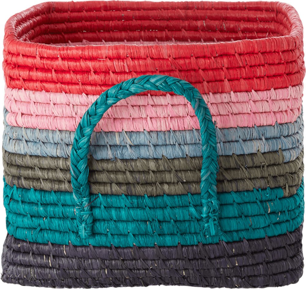 RICE Raffia Aufbewahrungskorb Streifen Believe in Red Lipstick