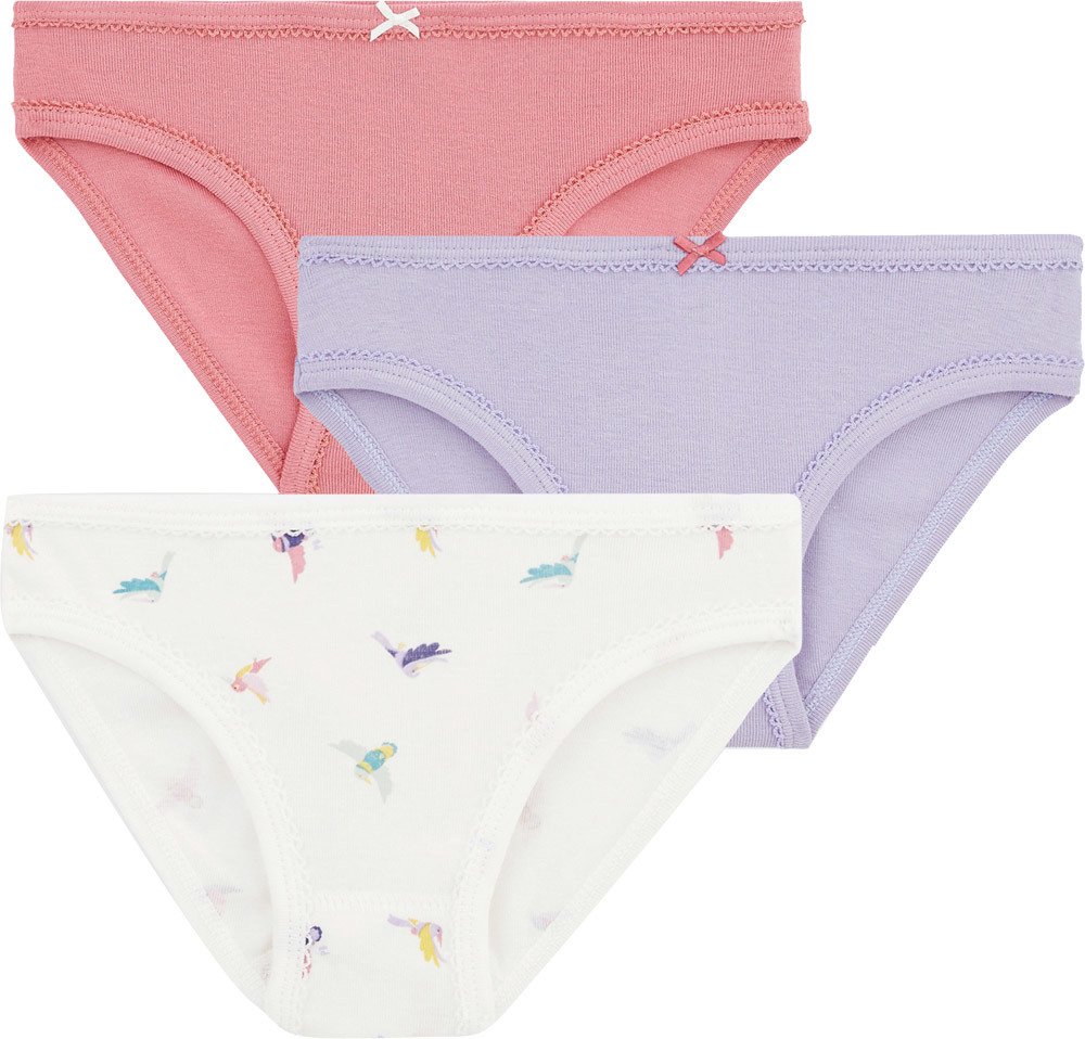 Petit Bateau 3er-Pack Slip Vögel / Uni 128 variante 1