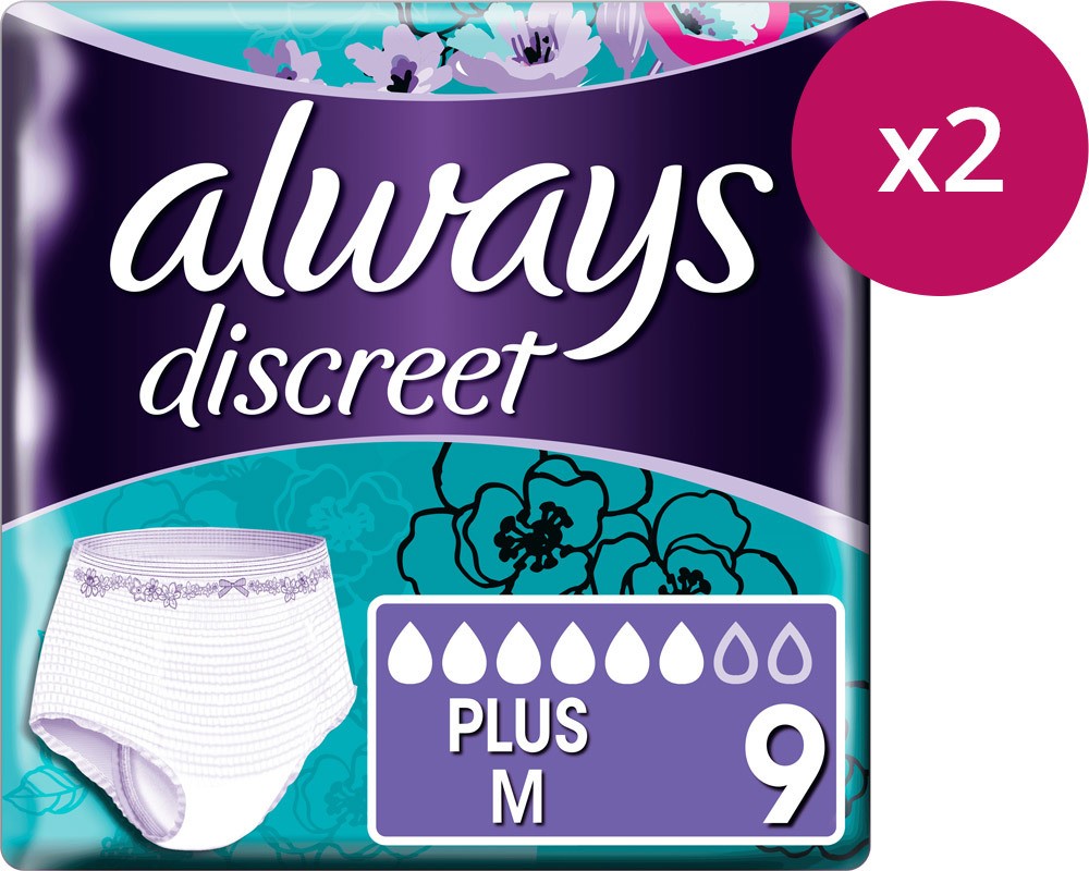 Always Discreet Inkontinenz Pants Plus M, 2x9 Stück