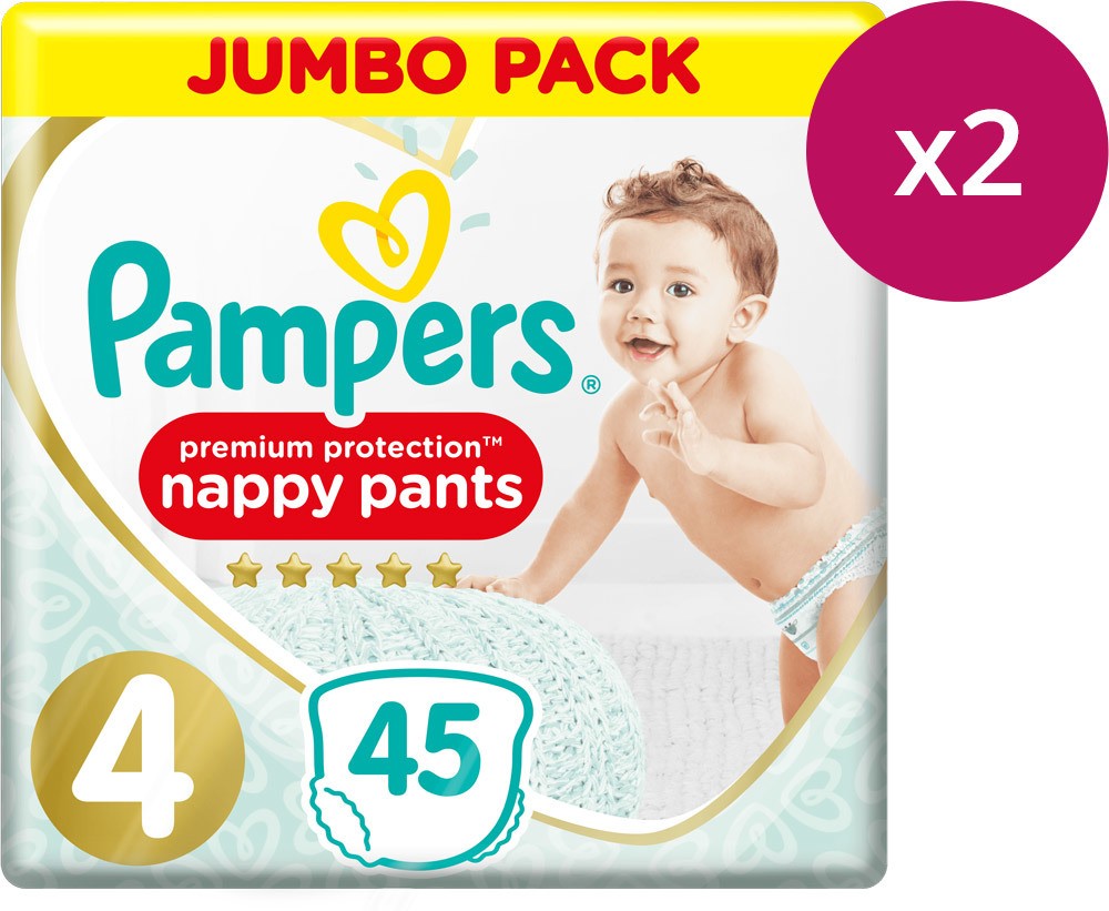 Pampers Premium Protection Pants Größe 4 (9-15 kg) Maxi, Jumbopack, 2x45 Stück